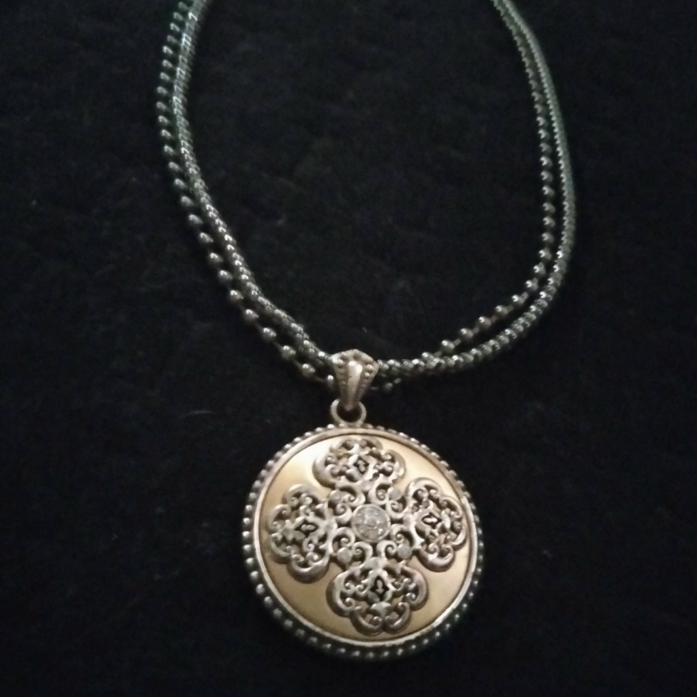 Celtic circled diamond cross doubled necklace